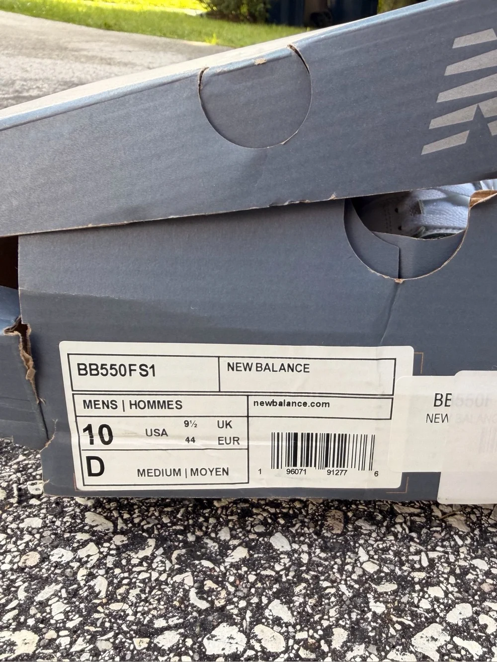 New Balance Gray & White Shoe Box with Visible Sneaker